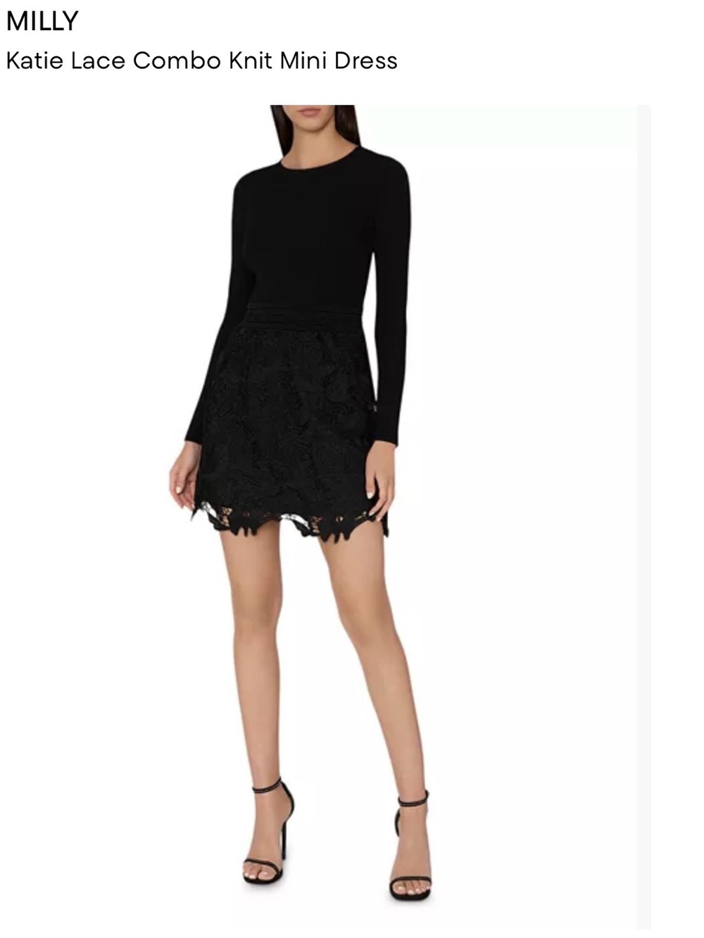 Milly Black Lace-Skirt Knit Mini Dress